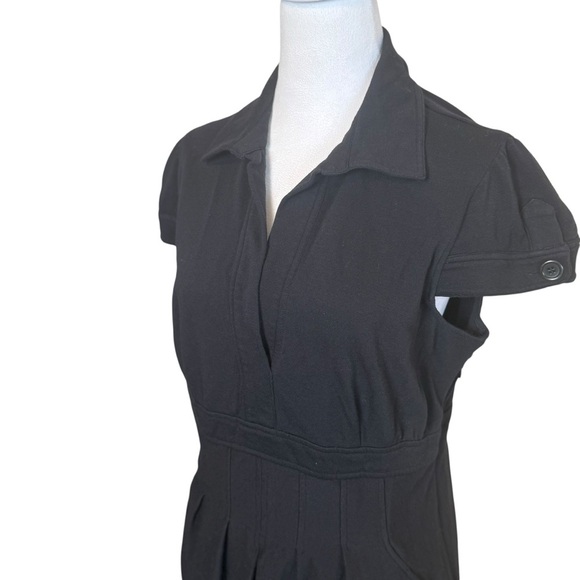 BCBG Maxazria Black Midi Dress Lace Hem Large Office Career Minimalist Neutral - Picture 3 of 12